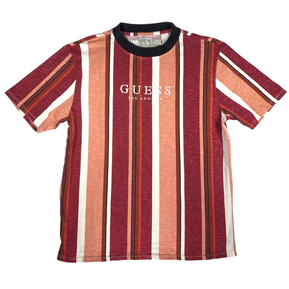 Guess Originals Los Angeles Mens Medium Red Vertical Striped Sayer T-Shirt